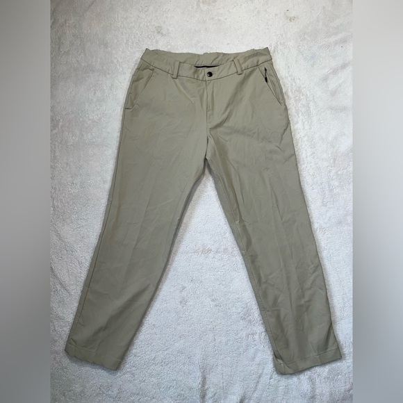 Lululemon Commission Slim Fit Pants Warpstreme Stretch Beige Size 36 - Picture 1 of 12